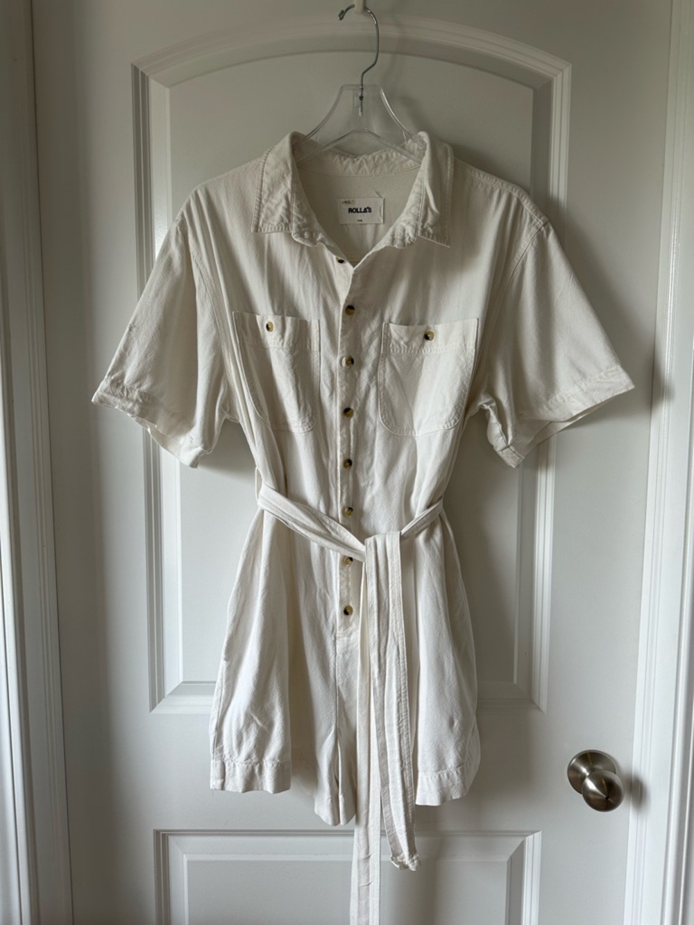 ROLLA'S White Collared Button Romper